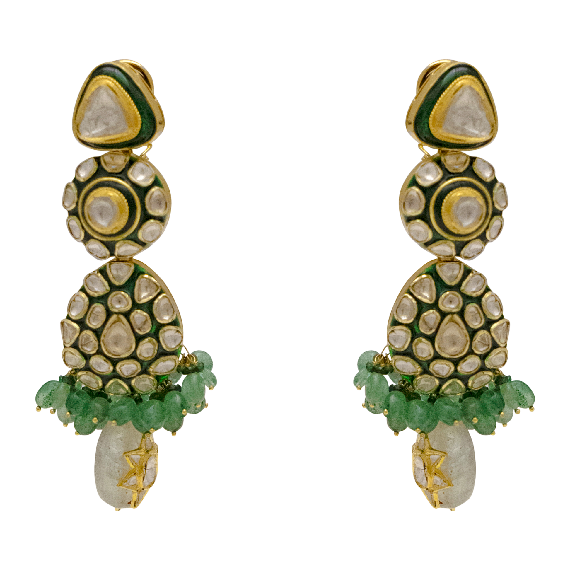 Hallmarked Gold Polki Necklace with Emeralds - Main Image