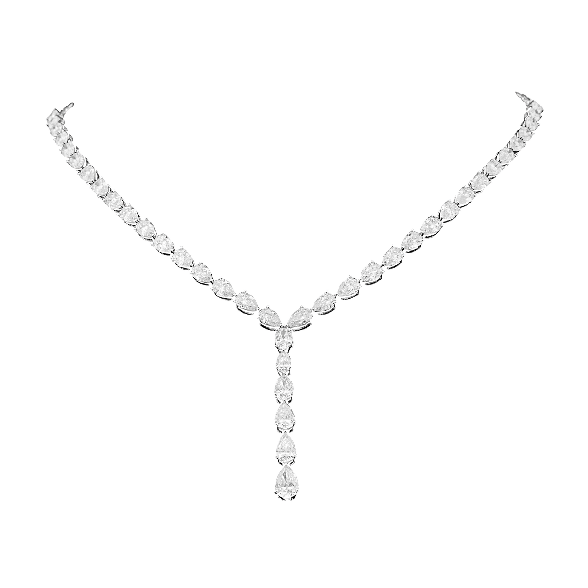 Pear Cut Diamond Necklace in 18Kt White Gold - Main Image