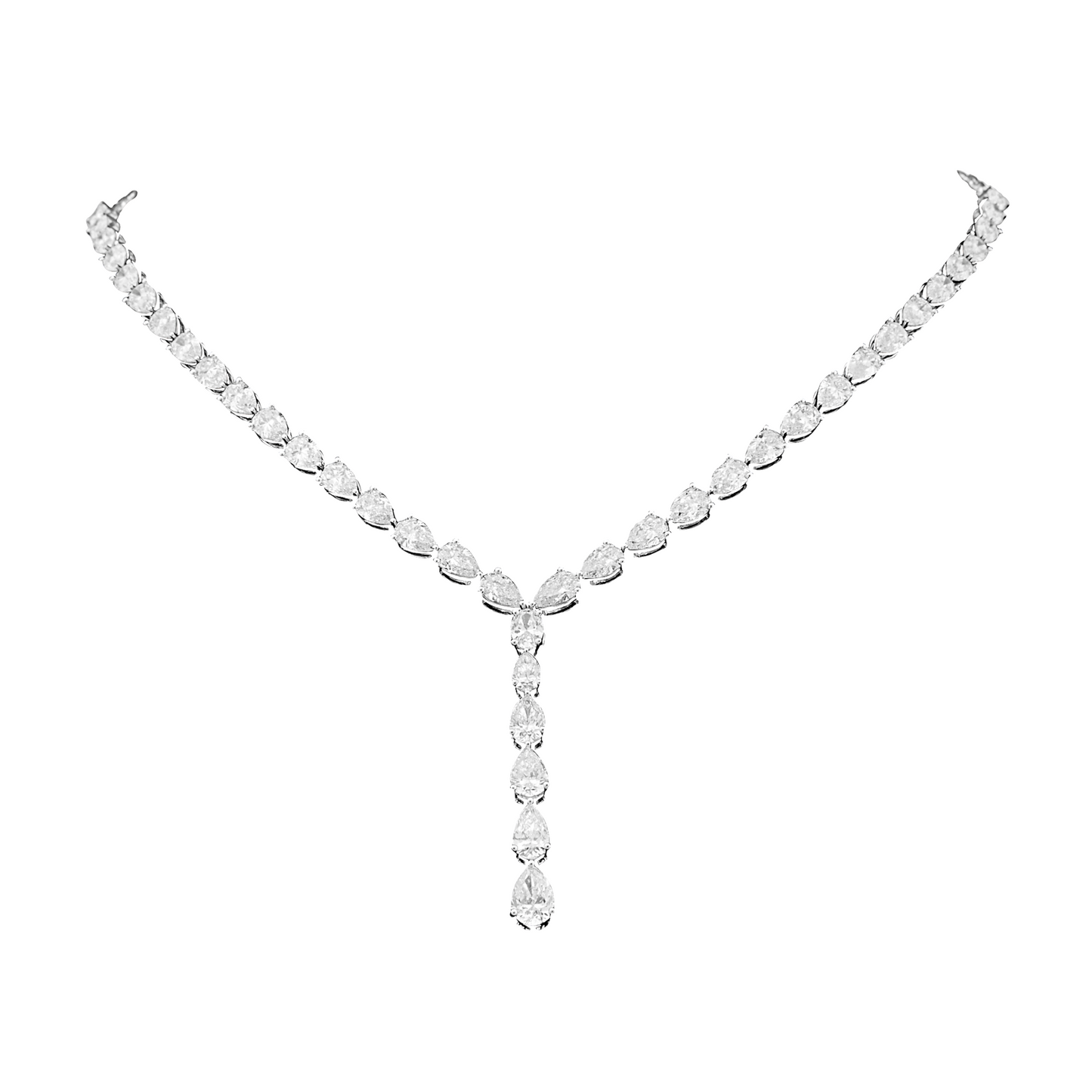 Pear Cut Diamond Necklace in 18Kt White Gold